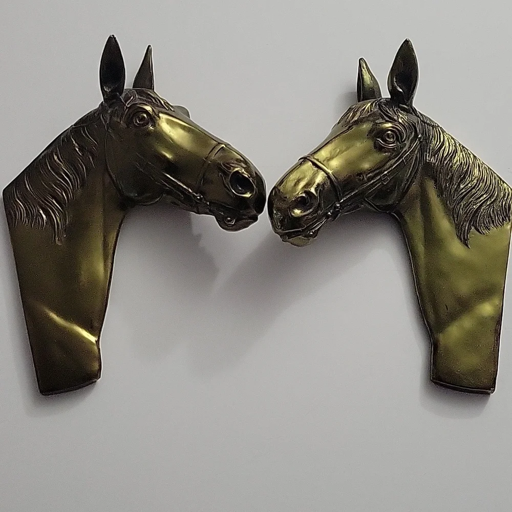 Vintage Brass Toned Thoroughbred Horse Relief 10